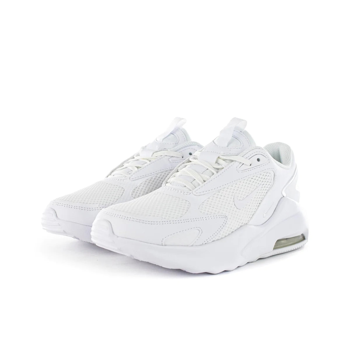 A frontal angle of the Nike Air Max Bolt. Here you can see the lightweight and breathable material that runs along the upper of the trainer.